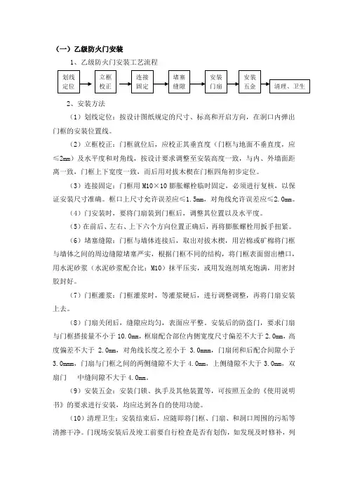 乙级防火门安装