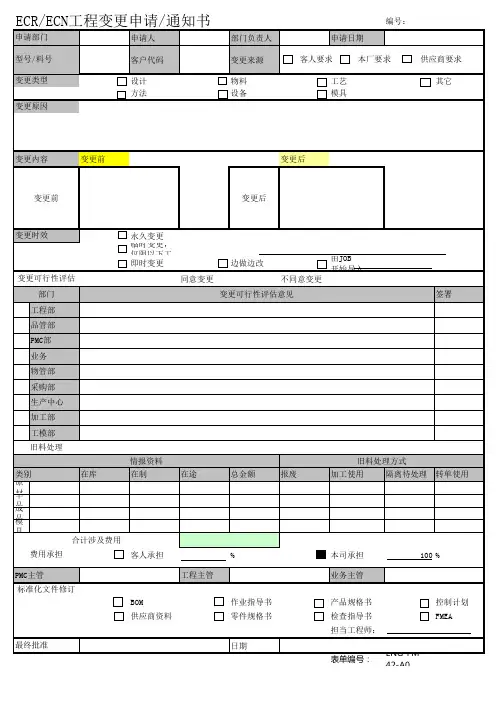 ECN工程变更申请单