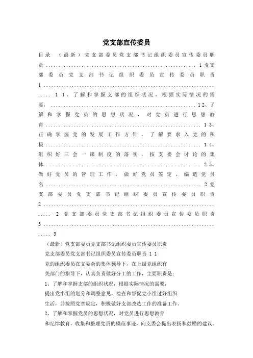 党支部宣传委员