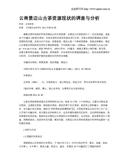 云南景迈山古茶资源现状的调查与分析