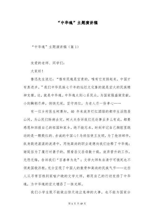 “中华魂”主题演讲稿