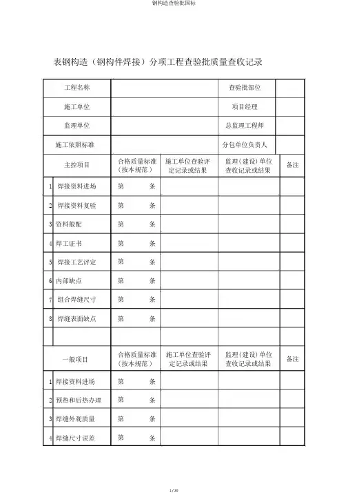 钢结构检验批国标