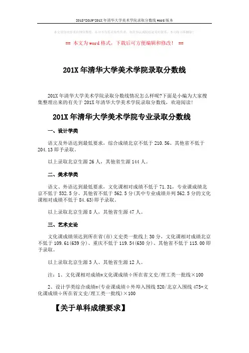 2018-2019-201X年清华大学美术学院录取分数线word版本 (3页)
