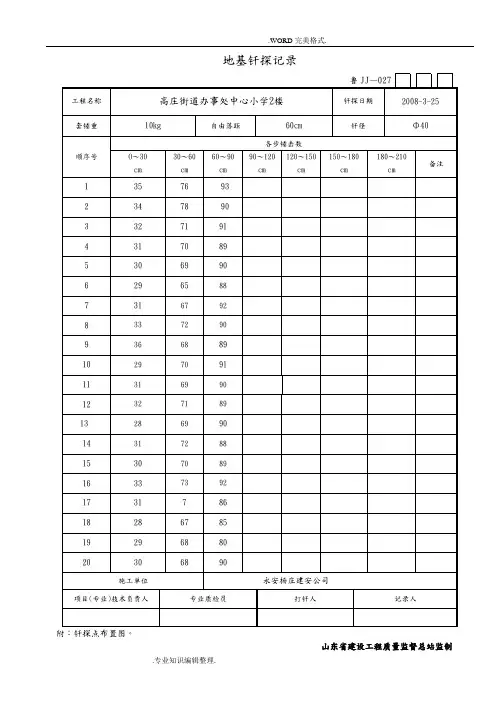 地基钎探记录文本