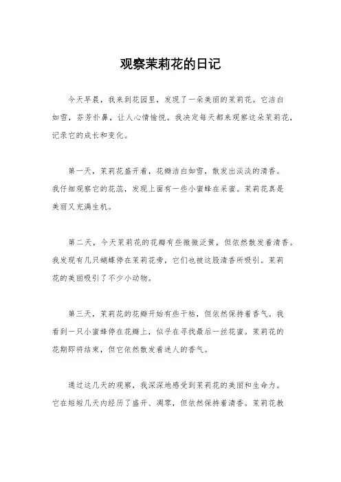观察茉莉花的日记