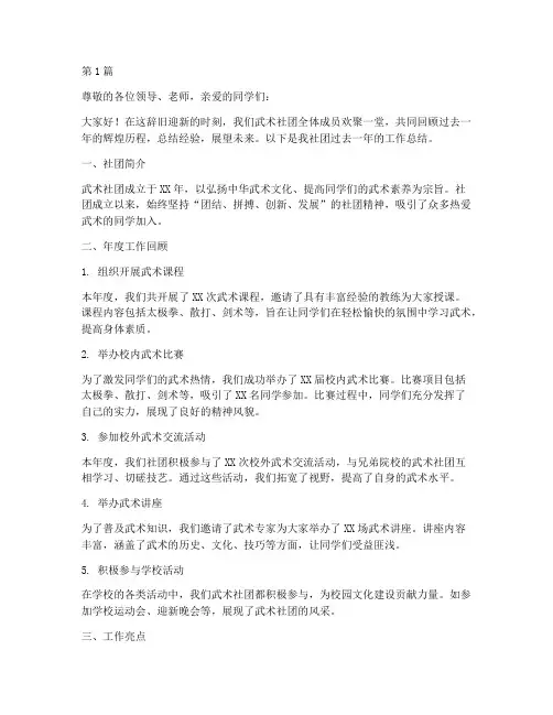 武术社团年度汇报总结(3篇)