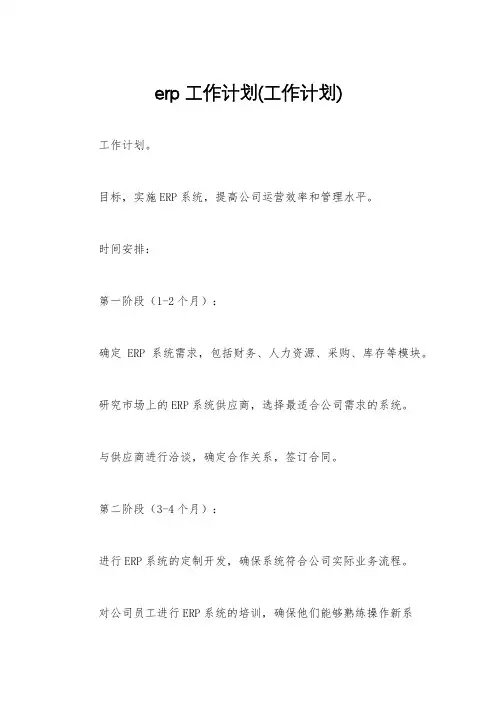 erp工作计划(工作计划)