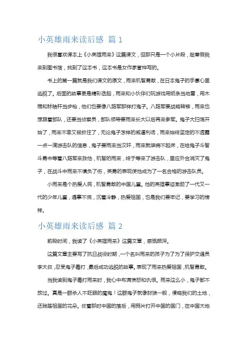 小英雄雨来读后感两百字