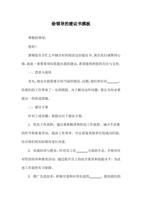 给领导的建议书模板
