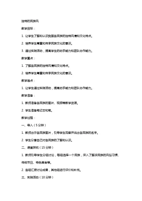 独特的民族风(教案)