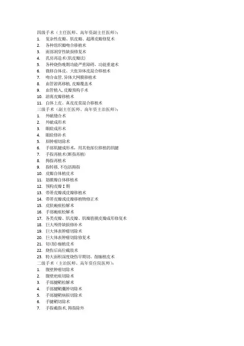 烧伤手术分级