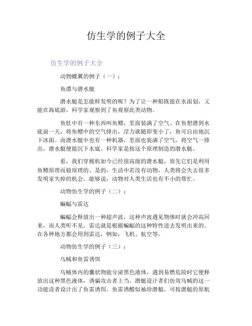 仿生学的例子大全