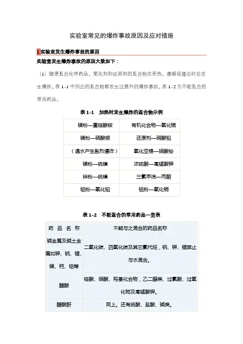 实验室常见的爆炸事故原因及应对措施