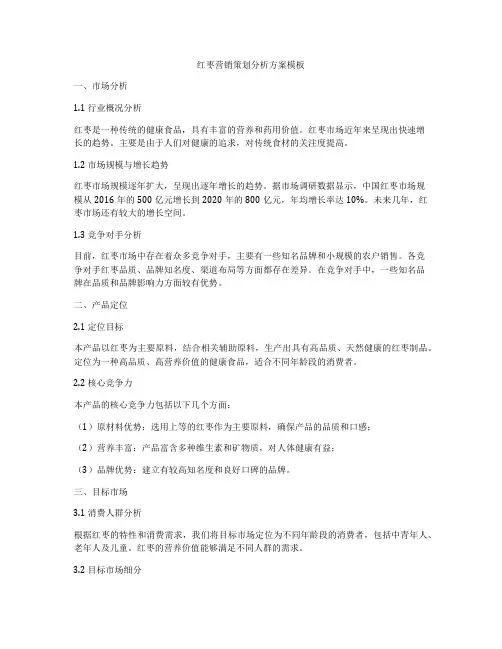 红枣营销策划分析方案模板