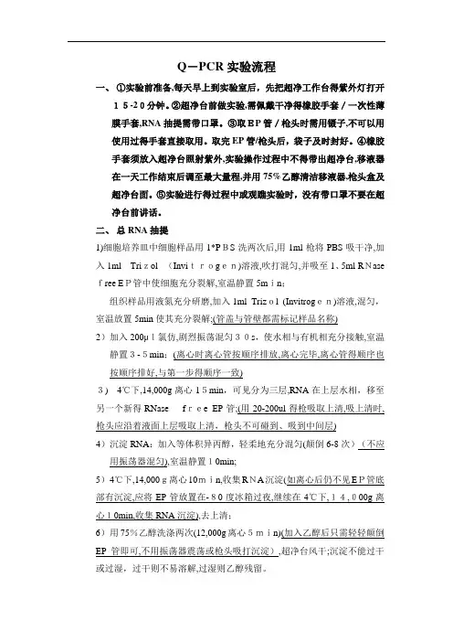 qPCR实验操作流程