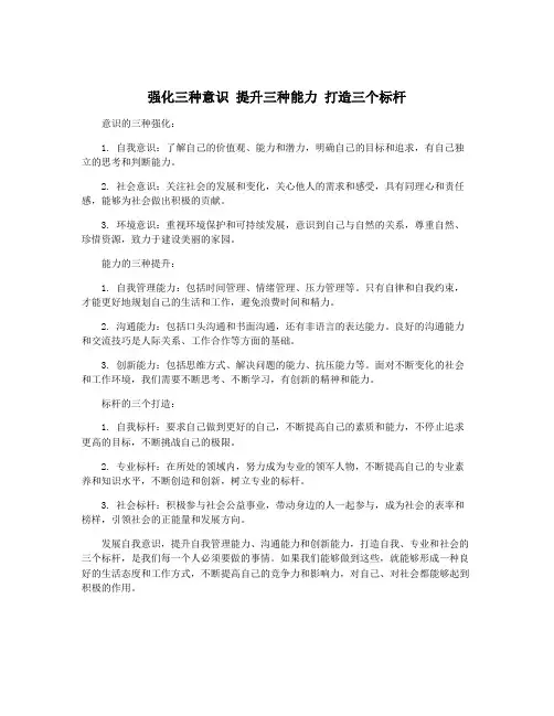 强化三种意识 提升三种能力 打造三个标杆
