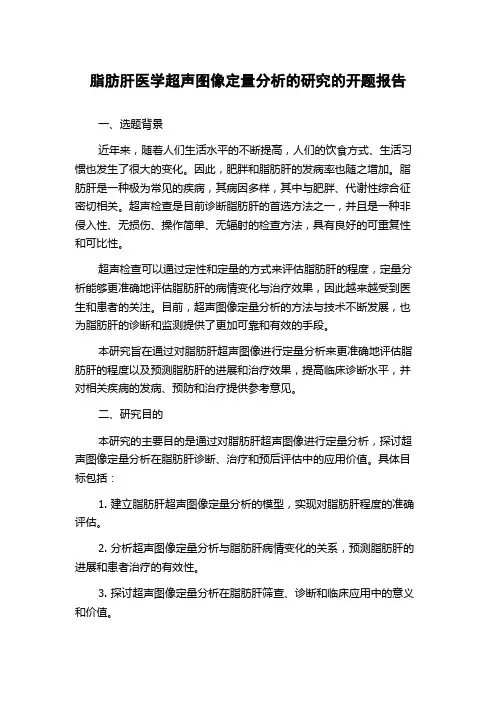 脂肪肝医学超声图像定量分析的研究的开题报告