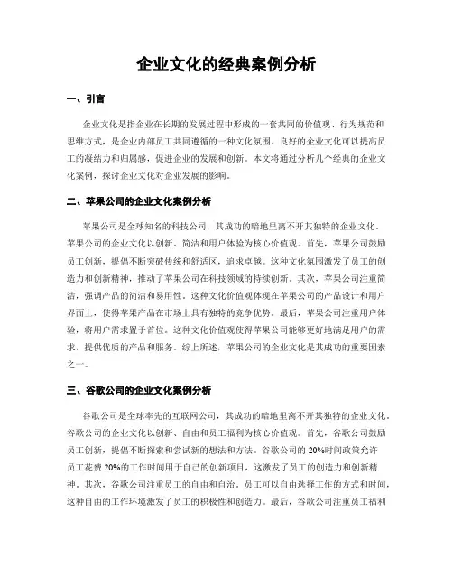 企业文化的经典案例分析