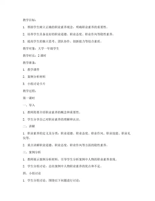 大学生职业素养教案