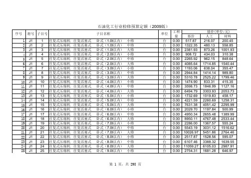 石油化工行业检修预算定额(2009版)