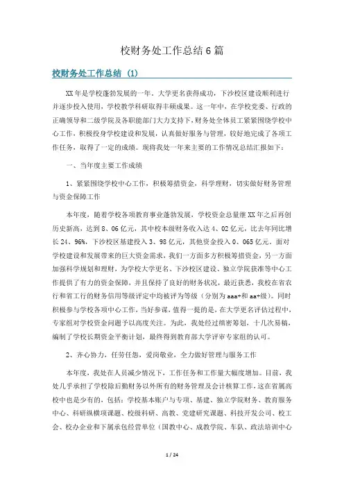 校财务处工作总结6篇