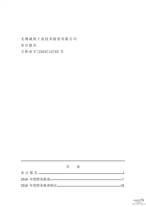 威唐工业：2019年年度审计报告