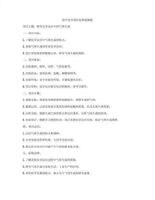初中化学项目化教案模板