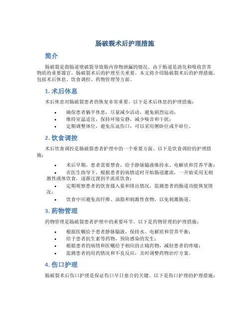 肠破裂术后护理措施