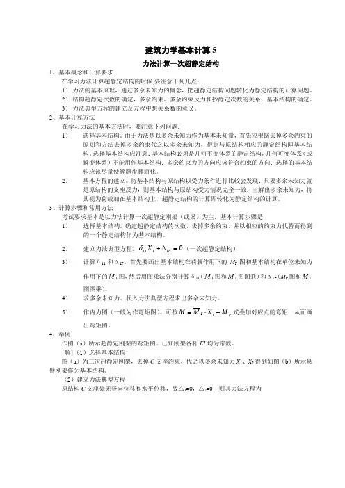 建筑力学基本计算5力法计算一次超静定结构