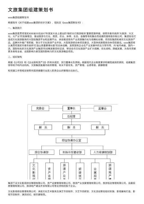 文旅集团组建策划书