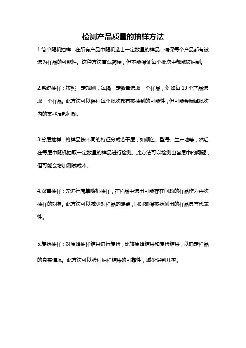检测产品质量的抽样方法