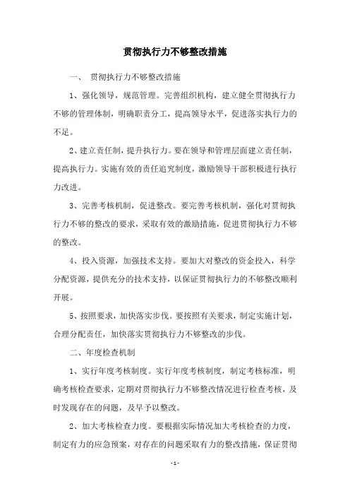 贯彻执行力不够整改措施