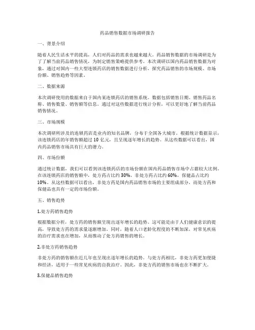 药品销售数据市场调研报告