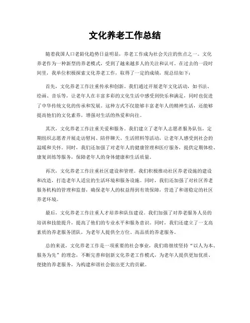 文化养老工作总结