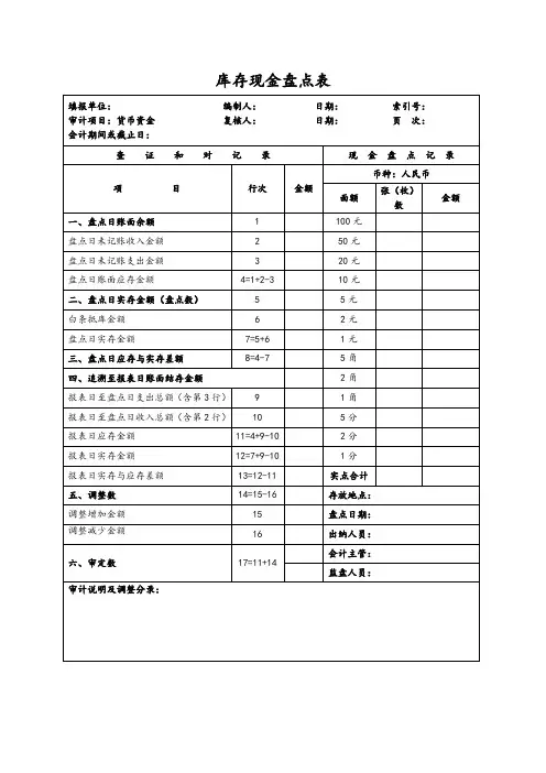 现金盘点表-模板
