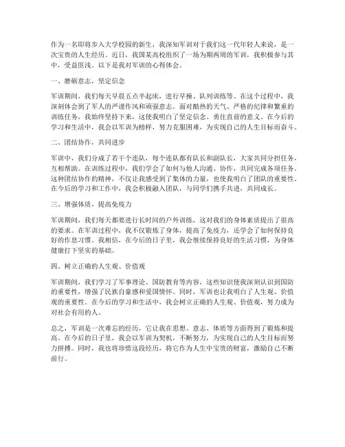 军训心得体会议论文