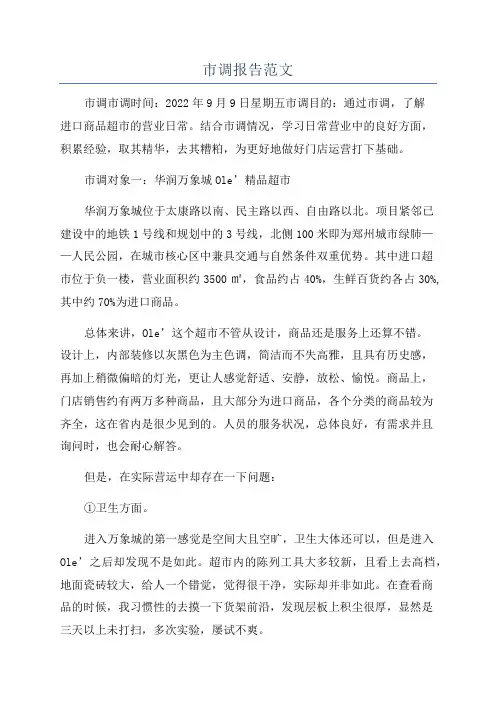 市调报告范文