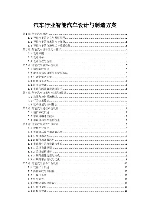 汽车行业智能汽车设计与制造方案