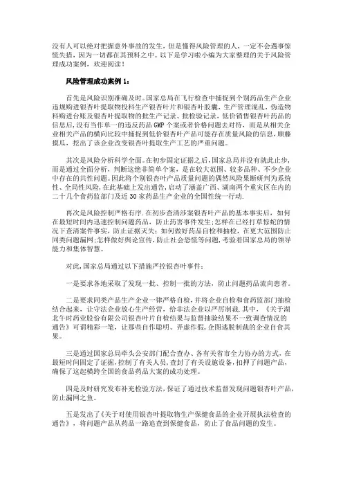 风险管理成功案例
