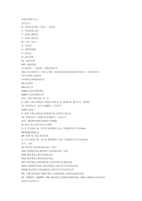 电线电缆型号含义