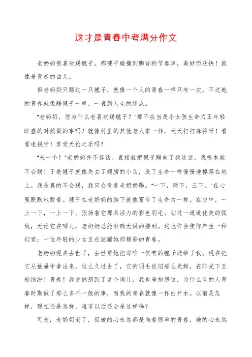 这才是青春中考满分作文
