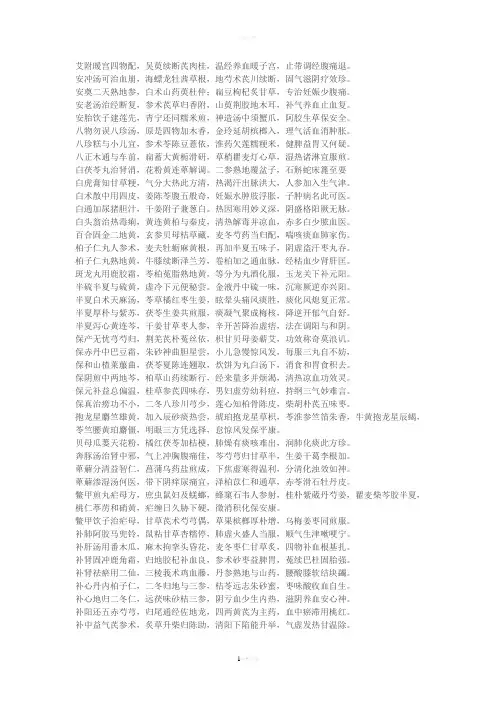500首方歌(汤头歌决)索引大全
