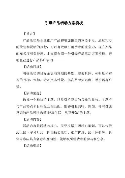 引爆产品活动方案模板