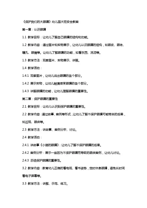 《保护我们的大眼睛》幼儿园大班安全教案