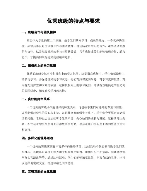 优秀班级的特点与要求