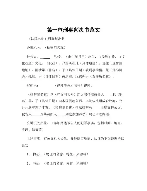 第一审刑事判决书范文