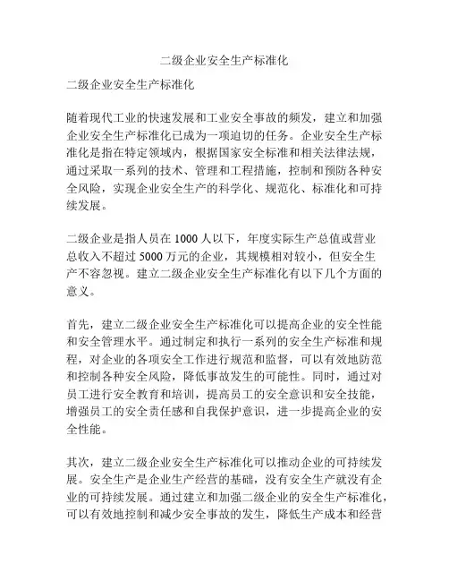 二级企业安全生产标准化
