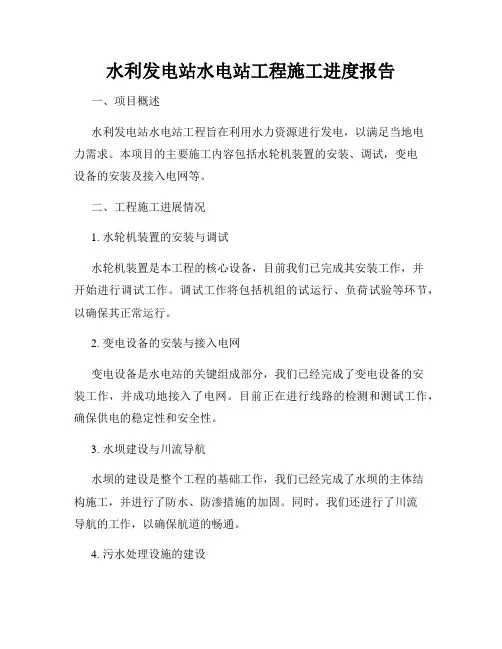 水利发电站水电站工程施工进度报告
