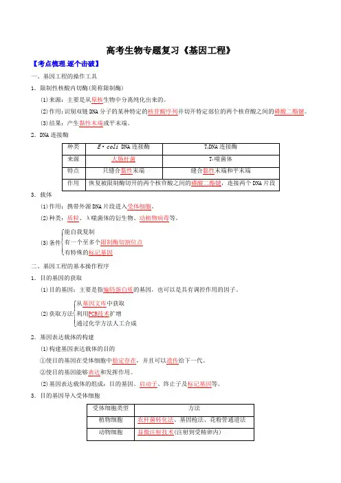 高考生物专题复习《基因工程》含答案
