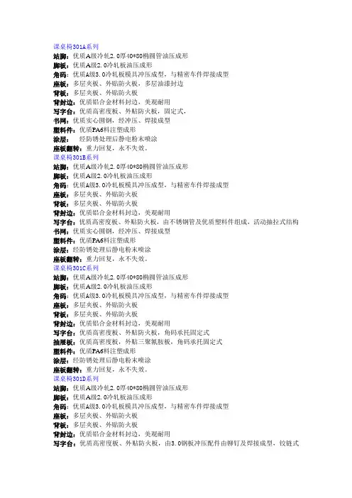 课桌椅3系列材质说明